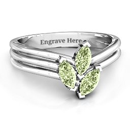 Triple Marquise Collage Ring in 925 Sterling Silver with Peridot