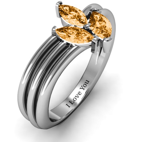 Triple Marquise Collage Ring – Sterling Silver with Citrine