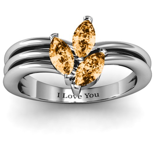 Triple Marquise Collage Ring – Sterling Silver with Citrine