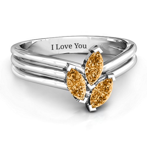Triple Marquise Collage Ring – Sterling Silver with Citrine