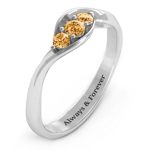 Triple Stone Swirl Ring – Sterling Silver with Citrine