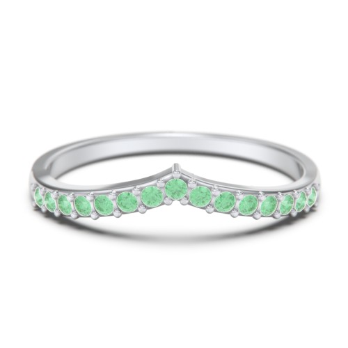 Tiara Accented Stacking Band – Sterling Silver with Green Premium Zirconia
