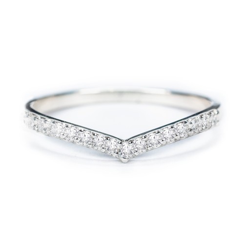 Tiara Accented Stacking Band – 10K White Gold with Amethyst Premium Zirconia