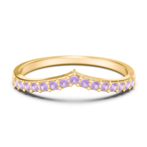 Tiara Accented Stacking Band – 10K Yellow Gold with Amethyst Premium Zirconia