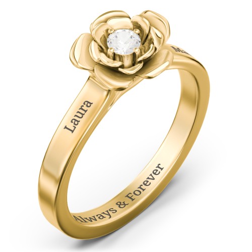 Flourish Rose Ring – 10K Yellow Gold with Cubic Zirconia