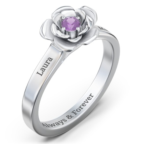 Flourish Rose Ring – Sterling Silver with Amethyst