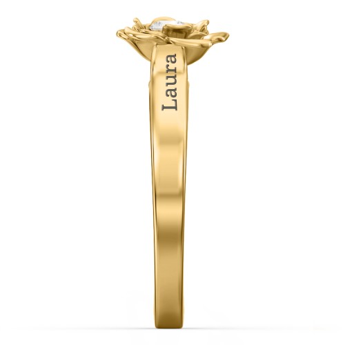 Flourish Rose Ring – 10K Yellow Gold with Cubic Zirconia
