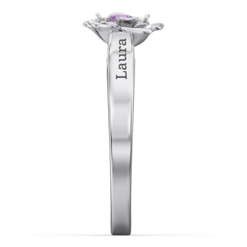 Flourish Rose Ring – Sterling Silver with Amethyst