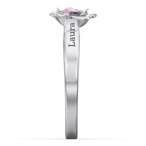 Flourish Rose Ring – Sterling Silver with Pink Sapphire