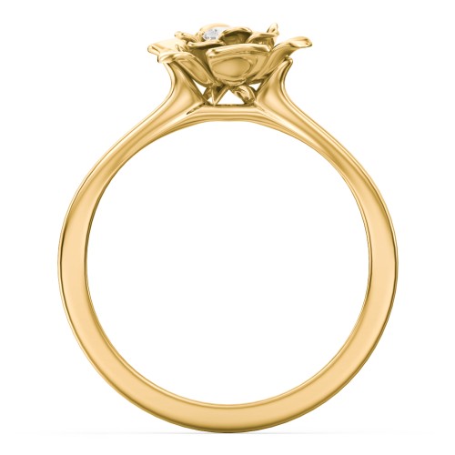Flourish Rose Ring – 10K Yellow Gold with Cubic Zirconia