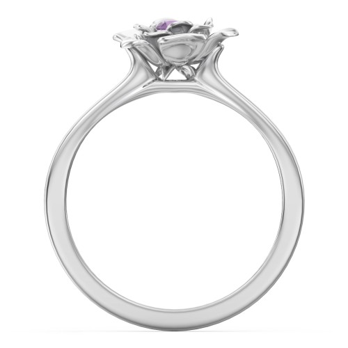 Flourish Rose Ring – Sterling Silver with Amethyst