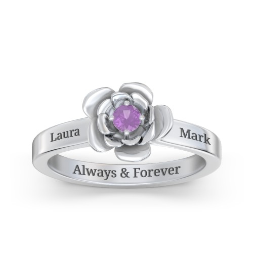Flourish Rose Ring – Sterling Silver with Amethyst