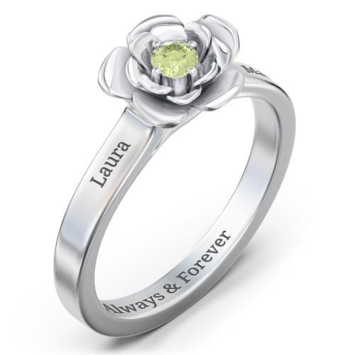 Flourish Rose Ring – Sterling Silver with Peridot