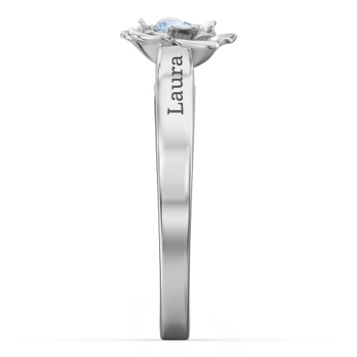 Flourish Rose Ring – Sterling Silver with Blue Topaz
