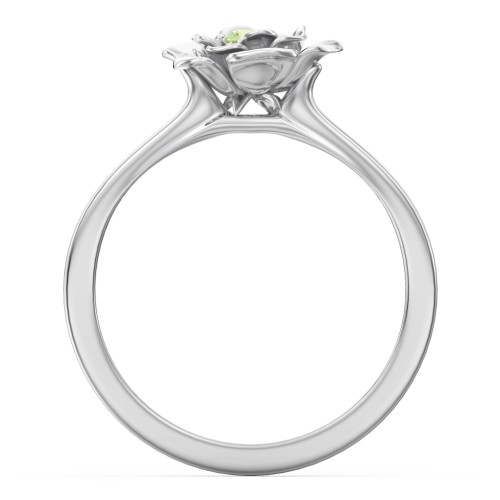 Flourish Rose Ring – Sterling Silver with Peridot