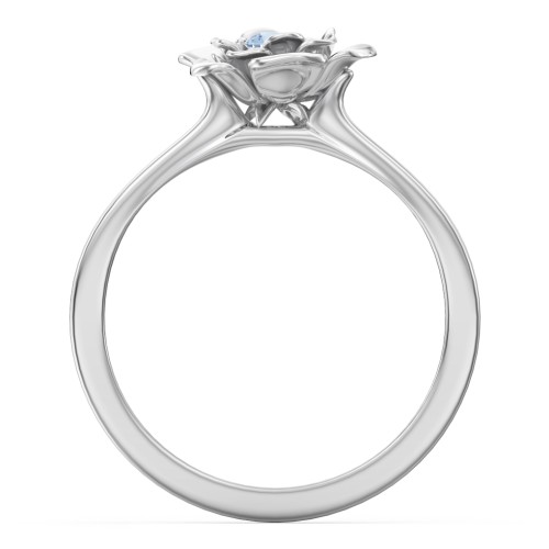 Flourish Rose Ring – Sterling Silver with Blue Topaz