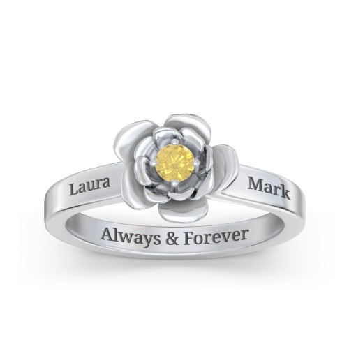 Flourish Rose Ring – Sterling Silver with Citrine