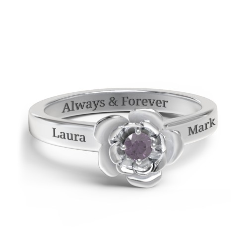 Flourish Rose Ring – Sterling Silver with Alexandrite
