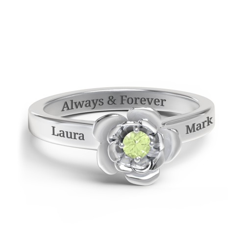 Flourish Rose Ring – Sterling Silver with Peridot