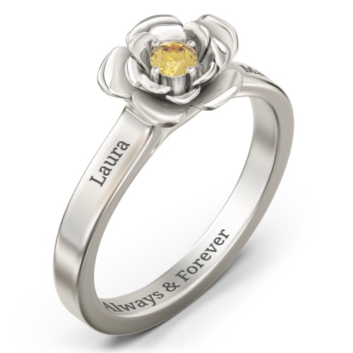 Flourish Rose Ring – 10K White Gold with Citrine