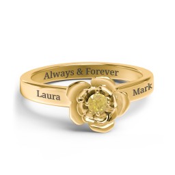 Flourish Rose Ring in 10K Solid Yellow Gold with Golden Yellow Premium Zirconia