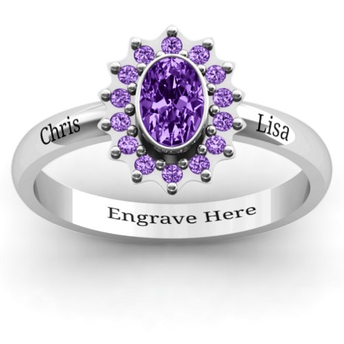 Starburst Ring – Sterling Silver with Amethyst and Amethyst Premium Zirconia