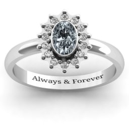 Starburst Ring in 925 Sterling Silver with Cubic Zirconia and White Premium Zirconia