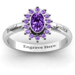 Starburst Ring in 925 Sterling Silver with Amethyst and Amethyst Premium Zirconia