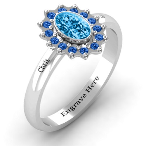 Starburst Ring – Sterling Silver with Blue Topaz and Fancy Blue Premium Zirconia