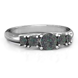 5-Stone Graduated Ring in 925 Sterling Silver with Alexandrite