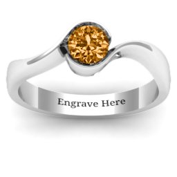 Fancy Solitaire Swirl Ring in 925 Sterling Silver with Citrine