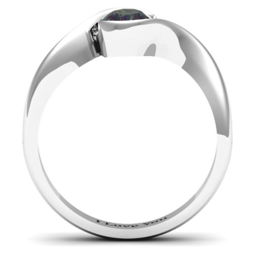 Fancy Solitaire Swirl Ring – Sterling Silver with Alexandrite