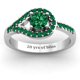 Asymmetrical Wrap Knot Ring in 925 Sterling Silver with Emerald and Green Premium Zirconia