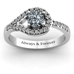Asymmetrical Wrap Knot Ring in 925 Sterling Silver with Cubic Zirconia and White Premium Zirconia