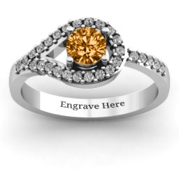 Asymmetrical Wrap Knot Ring in 925 Sterling Silver with Citrine and White Premium Zirconia