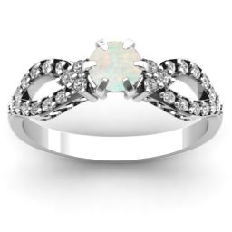 Fancy Split Shank Solitaire Accent Ring