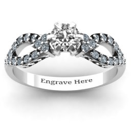 Fancy Split Shank Solitaire Accent Ring