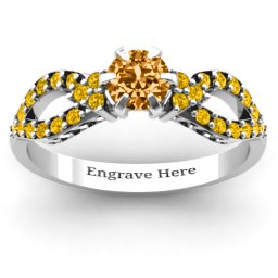 Fancy Split Shank Solitaire Accent Ring