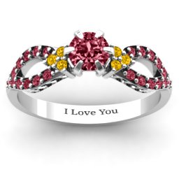 Fancy Split Shank Solitaire Accent Ring