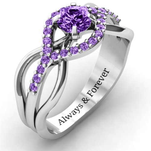 Fancy Woven Ring – Sterling Silver with Amethyst and Amethyst Premium Zirconia