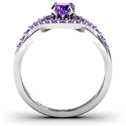Fancy Woven Ring – Sterling Silver with Amethyst and Amethyst Premium Zirconia