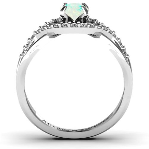 Fancy Woven Ring – Sterling Silver with Opal and White Premium Zirconia