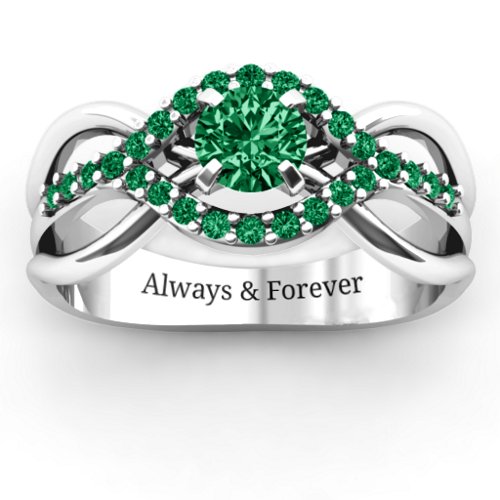Fancy Woven Ring – Sterling Silver with Emerald and Green Premium Zirconia