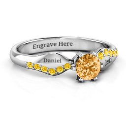 Dimpled Solitaire with Accents Ring