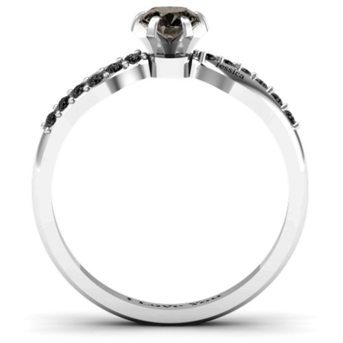 Dimpled Solitaire with Accents Ring