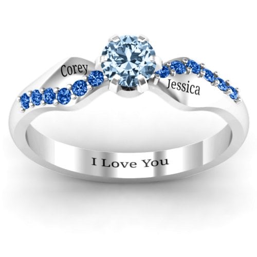 Dimpled Solitaire with Accents Ring