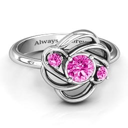 Multi Stone Love Knot Ring in 925 Sterling Silver with Pink Tourmaline