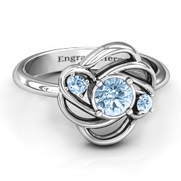 Multi Stone Love Knot Ring in 925 Sterling Silver with Aquamarine