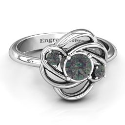 Multi Stone Love Knot Ring in 925 Sterling Silver with Alexandrite