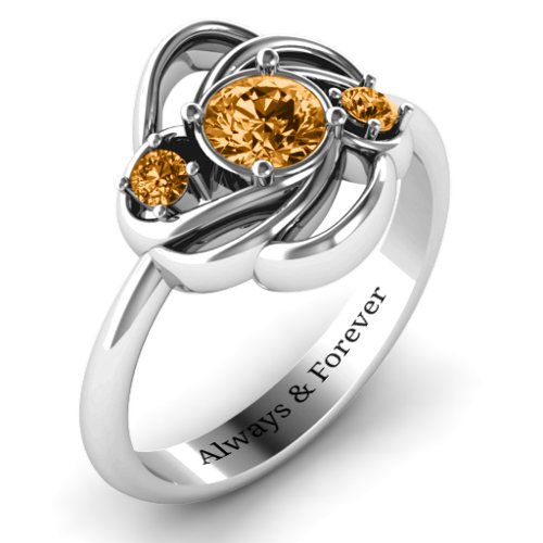 Multi Stone Love Knot Ring – Sterling Silver with Citrine